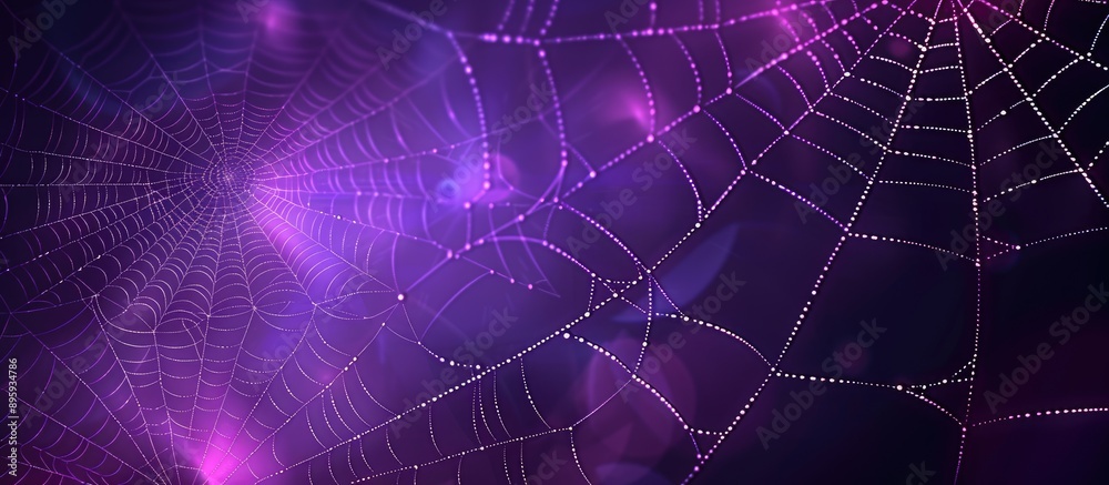A purple background with a spider web in the foreground A purple background with a spider web in the foreground
