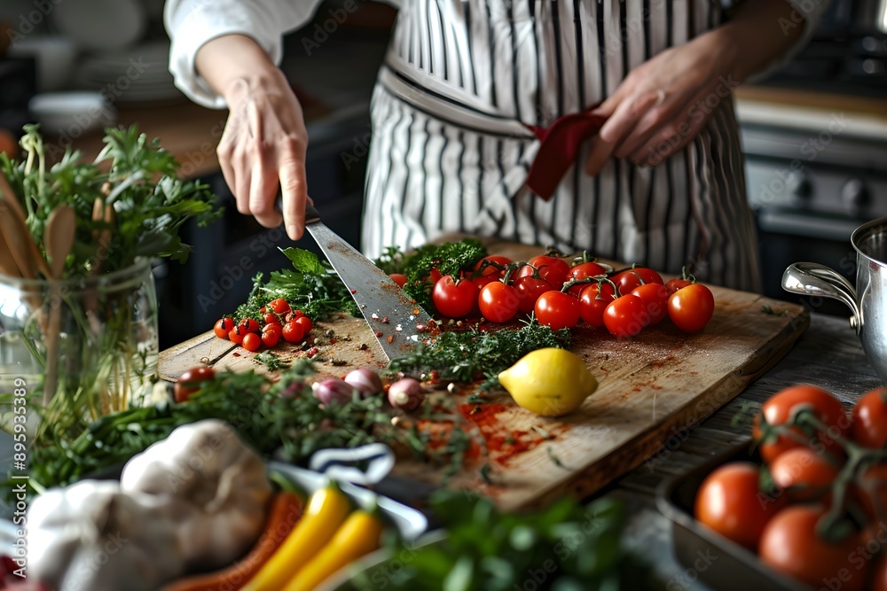 Chef preparing fresh ingredients