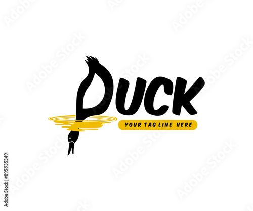 Duck logo with design style line art, logo for duck meat shop, restaurant, bistro, cafe