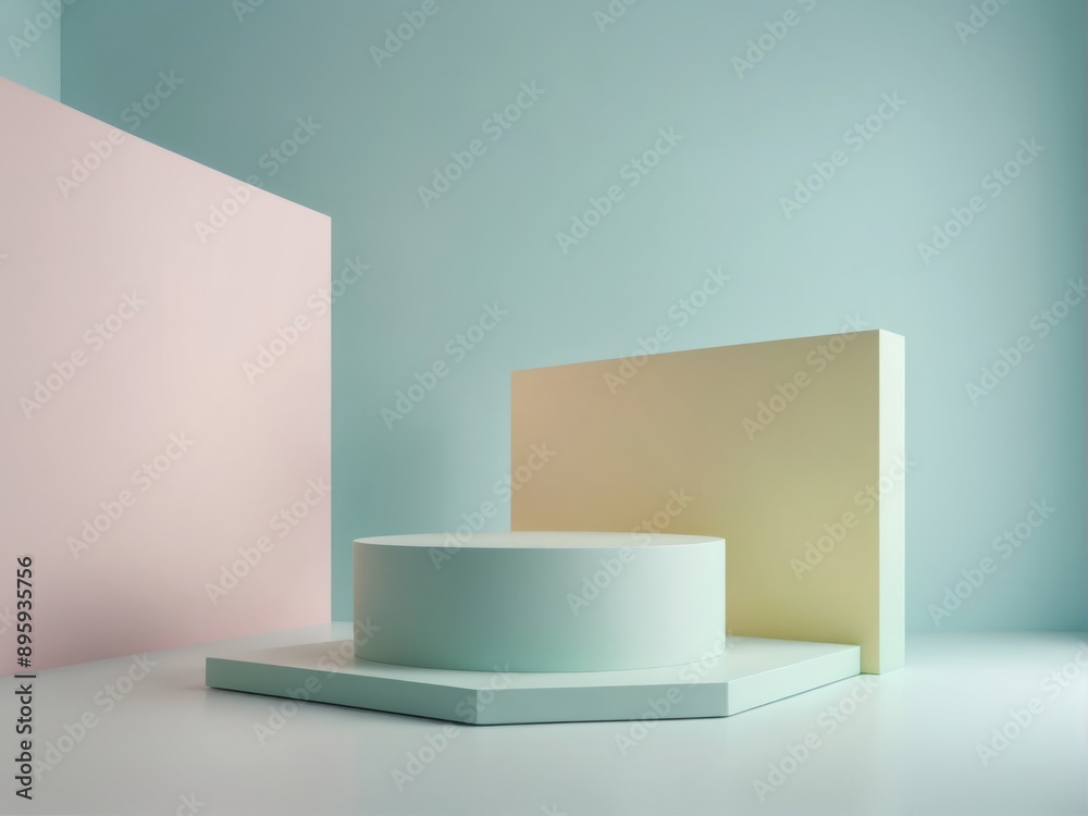 Minimalist product display podium with spacious empty top surface, perfect for digital product placement in e-commerce and advertising Minimalist product display podium with spacious empty top surface, perfect for digital product placement in e-commerce and advertising