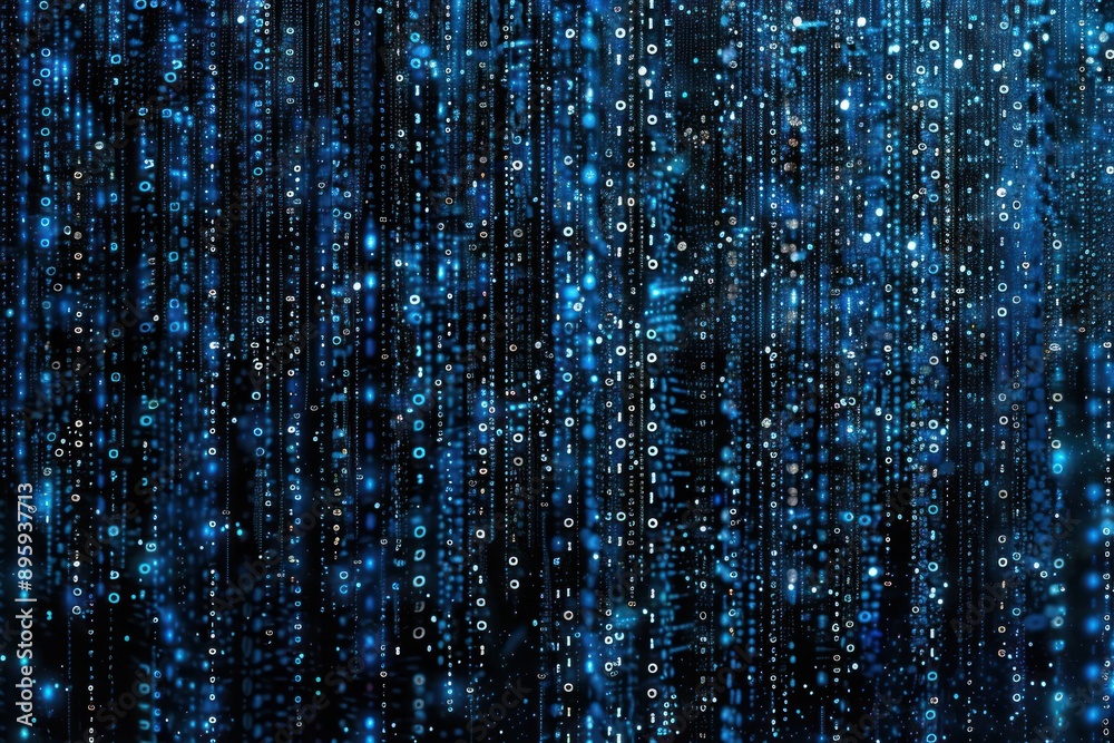Pattern of blue binary code with glyphs, ones and zeroes, alien glyphs, matrix style, black background Pattern of blue binary code with glyphs, ones and zeroes, alien glyphs, matrix style, black background