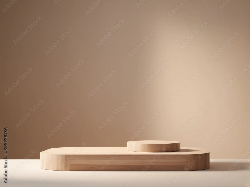 Minimalist eco-friendly product display podium with ample empty space, perfect for digital product placement in sustainable retail settings Minimalist eco-friendly product display podium with ample empty space, perfect for digital product placement in sustainable retail settings