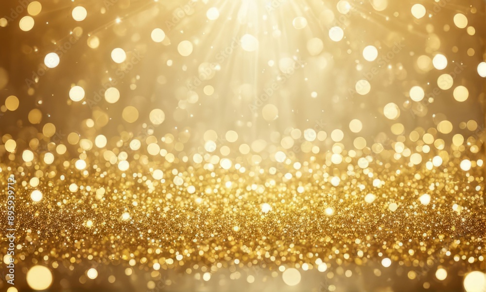 Ethereal Gold Bokeh Background with Glittering Particles. New year, birthday, holidays celebration. Ethereal Gold Bokeh Background with Glittering Particles. New year, birthday, holidays celebration.