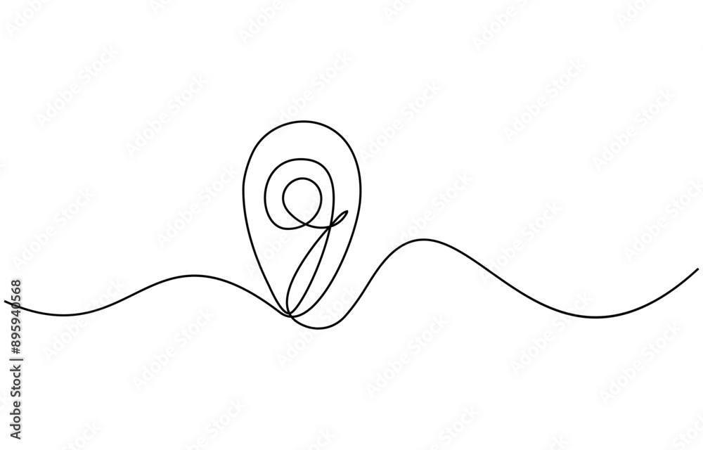 Obraz premium Continuous one line drawing of path and Location pointers. Simple pins on way between two points in thin Linear style. Gaps navigation and Travel concept. Doodle vector illustration, map