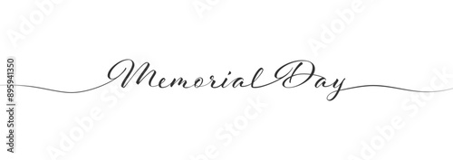 Stylized calligraphic inscription Memorial Day in one line