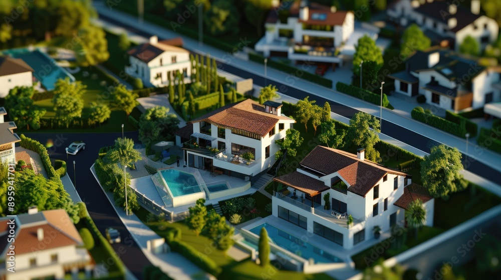 Fototapeta premium A blockchain-powered real estate platform facilitating property transactions through tokenization, enabling fractional ownership and liquidity.