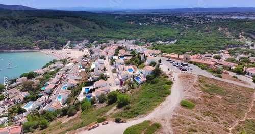 Drone video of the Bay of Montgo on the Catalan Costa Brava with Torre de Montgo photo