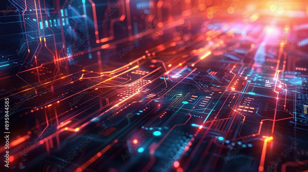 digital illustration of a futuristic business concept with glowing lines. digital illustration of a futuristic business concept with glowing lines.