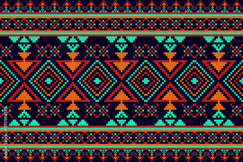 Pixel art pattern seamless for Fabric geometric ethnic pattern seamless,Pixel pattern art wallpaper Background, Design for fabric, curtain, carpet ,geometry seamless pattern art illustration