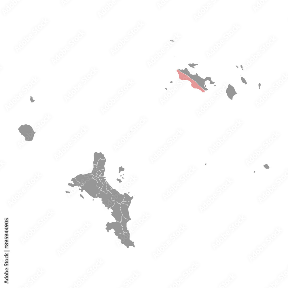 Grand Anse Praslin district map, administrative division of Seychelles. Vector illustration.