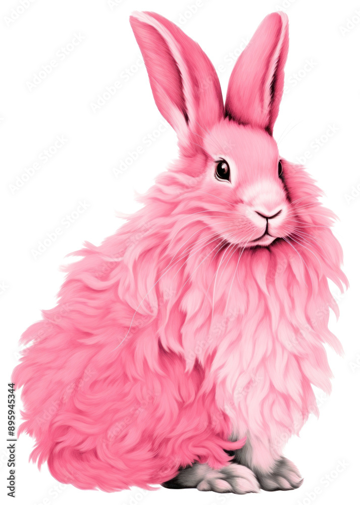 Fototapeta premium PNG Fluffy pink rabbit illustration