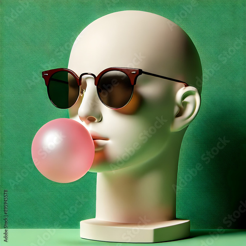 Classical Bust with Sunglasses and Bubblegum
