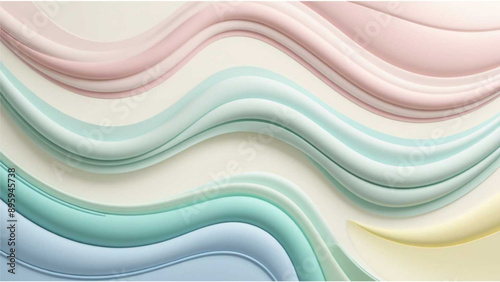 A seamless pattern of smooth, wavy lines in pastel colors on a light background