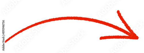 Red arrow with an upward curve pointing to the right. Vector illustration.