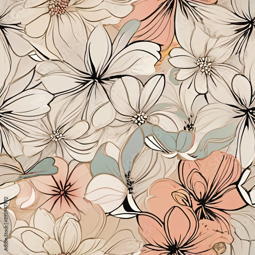 Seamless floral pattern for textile