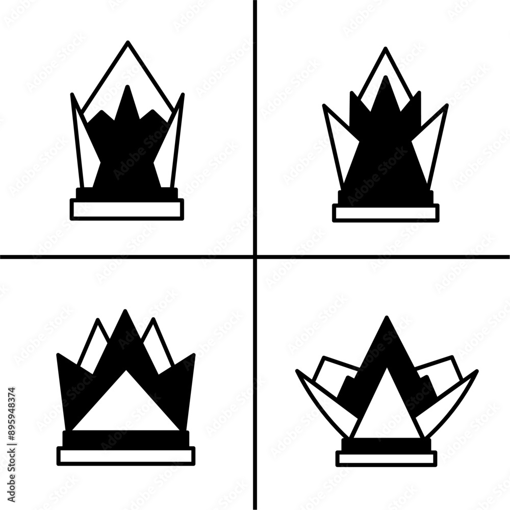 Vector black and white illustration of crown icon for business. Stock ...