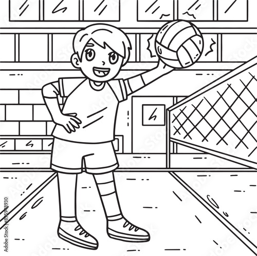 Volleyball Player Spiking the Ball Coloring Page