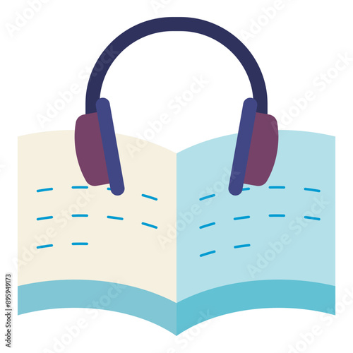 listening audiobook flat icon