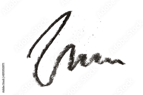 Black cosmetic eye pencil stroke on white background
