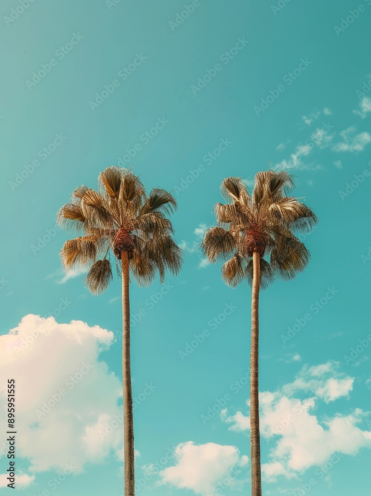 Obraz premium palm tree against blue sky
