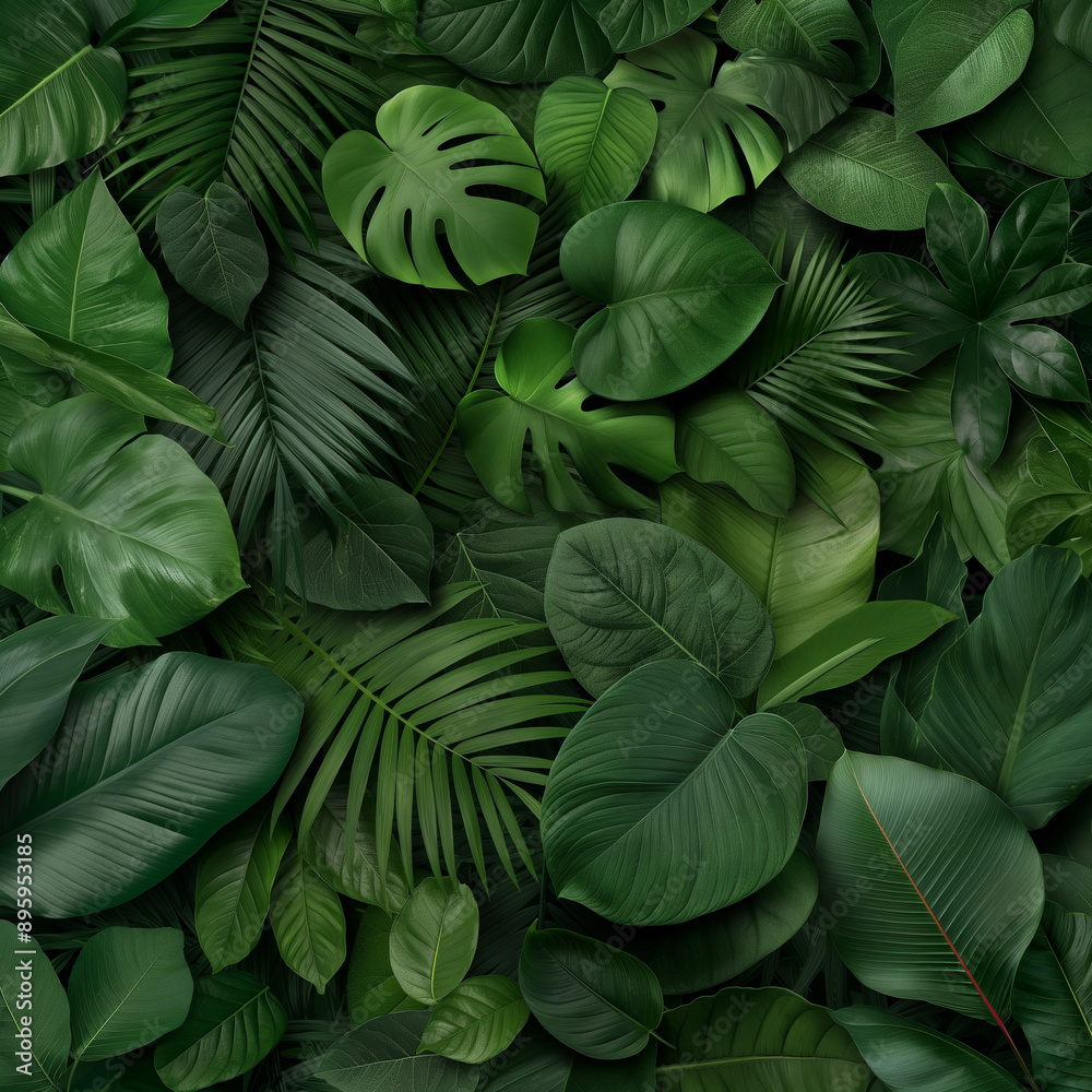 custom made wallpaper toronto digitalA lush green jungle with many different types of leaves and plants