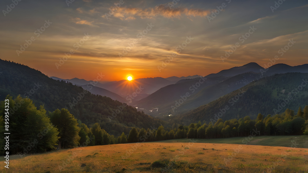 sunset in the mountains, ai generated sunset in the mountains, ai generated