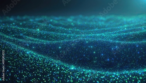 ocean of iridescent blue Techno dots that shimmer like stars against a velvety dark background