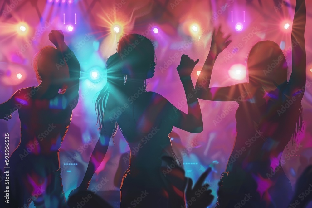 Friends having a great time at a Japanese hip-hop concert, dancing and smiling, bright stage lights, festive atmosphere, Portrait half-body, hyper-realistic, high detail, photorealistic, Key Light, Friends having a great time at a Japanese hip-hop concert, dancing and smiling, bright stage lights, festive atmosphere, Portrait half-body, hyper-realistic, high detail, photorealistic, Key Light,