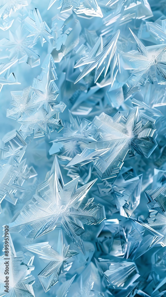 Fotografie Frozen Ice Crystals Texture Background, 4K hyperrealistic photo