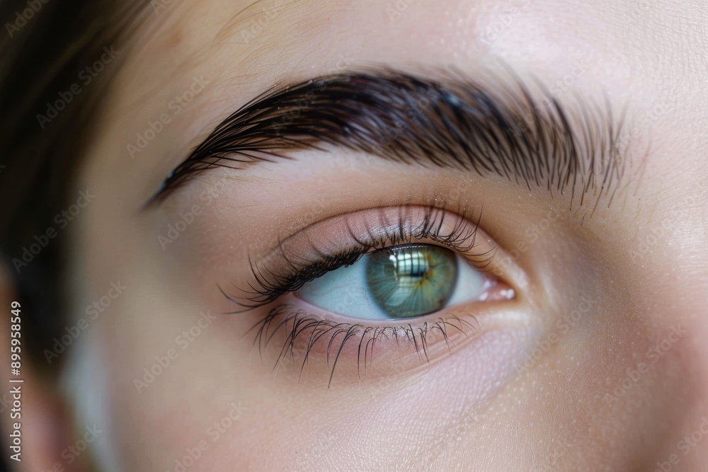 Fototapeta premium elegant woman showcasing perfect eyebrow lamination, exuding confidence and beauty