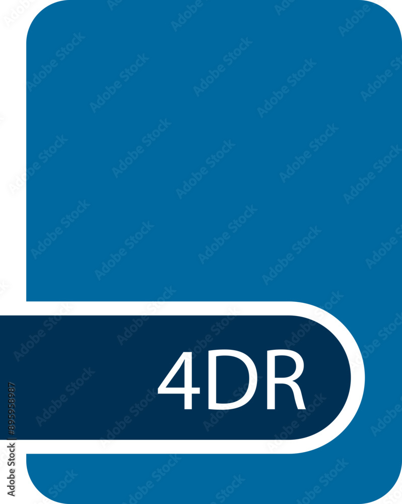 4DR File format icon with contour 4DR File format icon with contour
