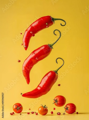Red hot chili peppers on a ...