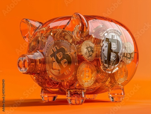 Transparent piggy bank with...