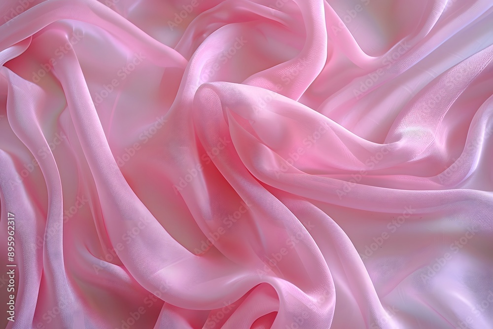 Fototapeta premium Soft and Flowing Pink Silk Fabric Draped Elegantly