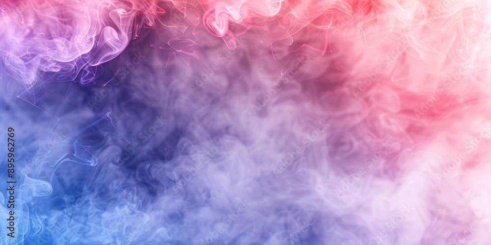 Fototapeta premium Colorful 3D Pink Party Mist and Blue Cyan Purple Aqua Smoke Cloud Graphics on White Background. 3D special effects fog clouds graphic for white background