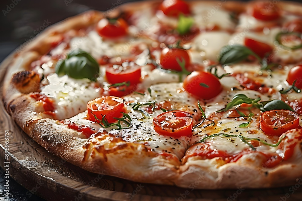 Delicious Margherita Pizza with Fresh Tomatoes and Basil Delicious Margherita Pizza with Fresh Tomatoes and Basil