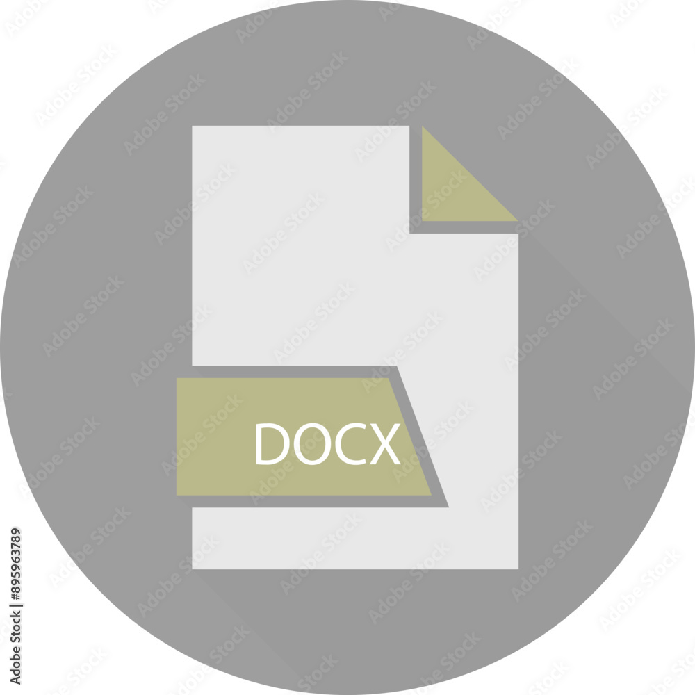 DOCX File format icon space in shapes and circular shape outside DOCX File format icon space in shapes and circular shape outside