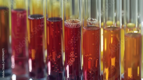 Detailed view of test tubes with different concentrations of a solution, showing how varying concentrations can affect the rate or outcome of a chemical reaction.