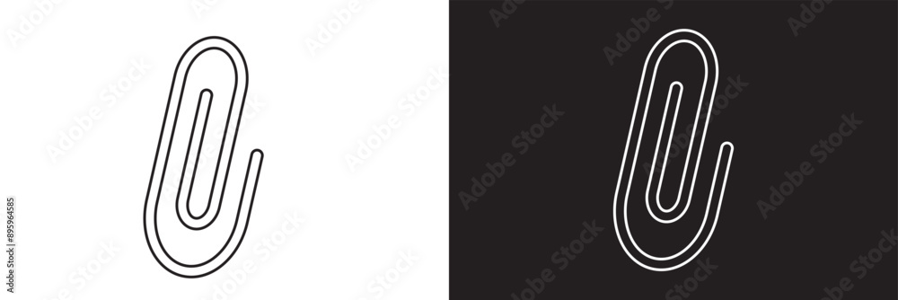 paper clip icon set on black and white background paper clip icon set on black and white background