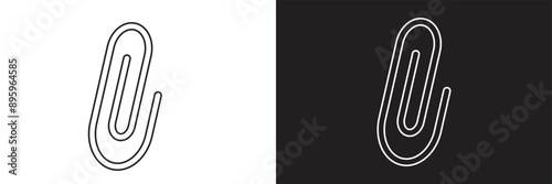 paper clip icon set on black and white background