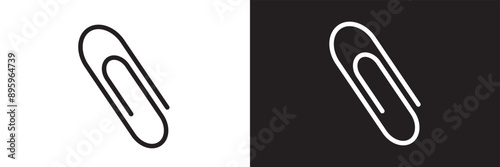 paper clip icon set on black and white background