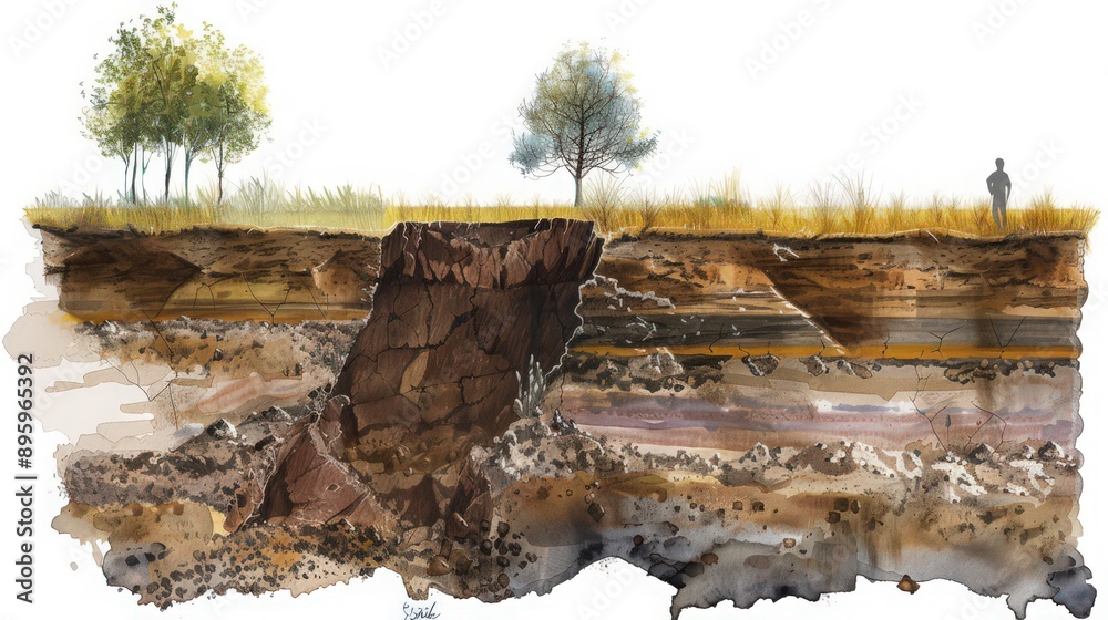 Diagram of a sediment analysis, illustrating how archaeologists study soil samples to gather information about past environments and human activity Diagram of a sediment analysis, illustrating how archaeologists study soil samples to gather information about past environments and human activity