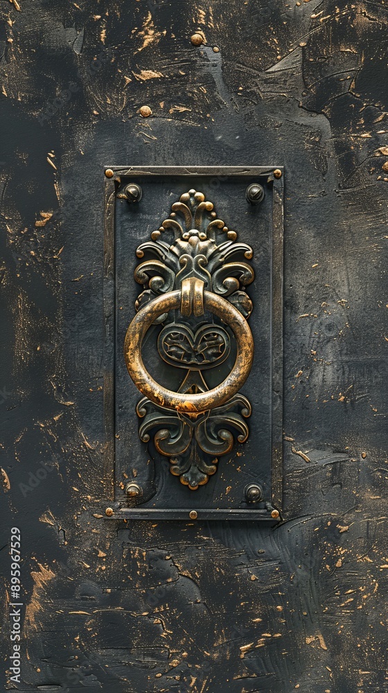 Antique Brass Door Knocker Texture Background, 4K hyperrealistic photo Antique Brass Door Knocker Texture Background, 4K hyperrealistic photo