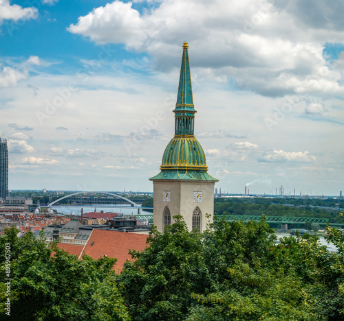 St Martin's Cathedral in the historical city center of Bratislava below Bratislava Castle, Slovakia