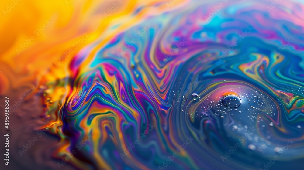 Stunning Macro Close-up of Soap Bubble Surface with Vibrant Iridescent Colors. Stunning Macro Close-up of Soap Bubble Surface with Vibrant Iridescent Colors.