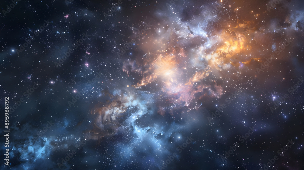 Cosmic Nebula with Bright Stars.
