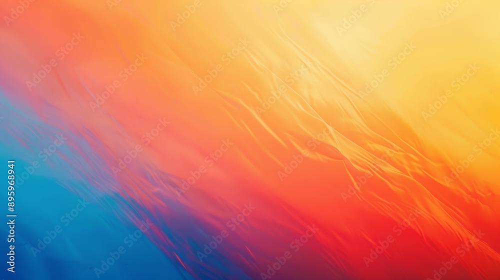 Obraz premium Gradient Transition from Warm Oranges to Cool Blues, High-Angle Shot of Vibrant Background with Striking Contrast.