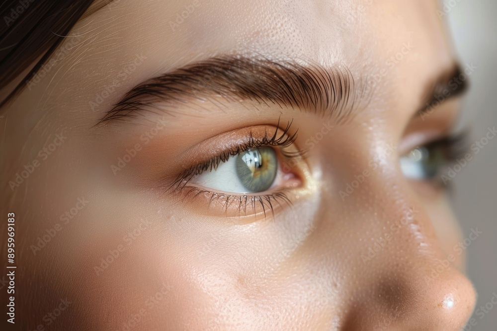 Fototapeta premium elegant woman showcasing perfect eyebrow lamination, exuding confidence and beauty