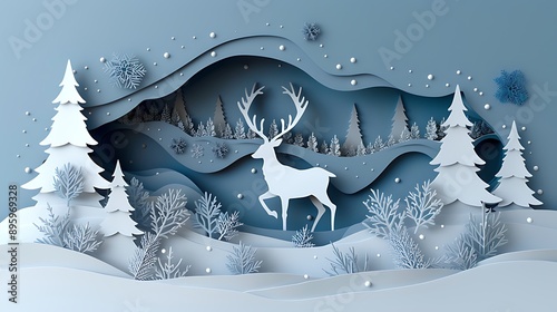 winter christmas composition in paper cut