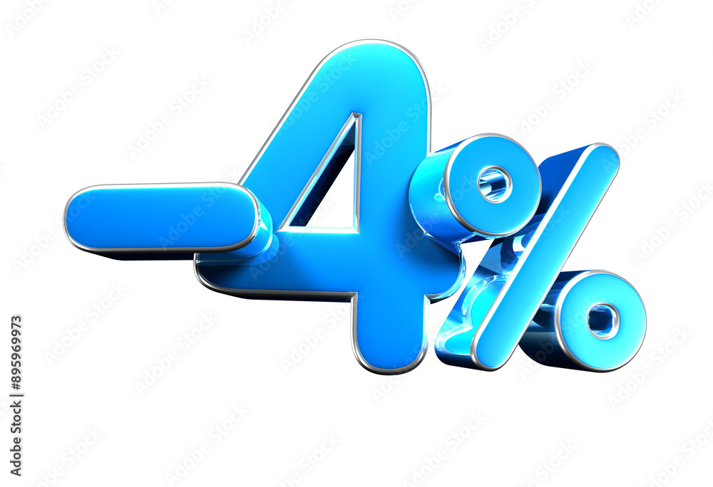 Minus 4 percent blue 3d illustration. Advertising signs. Product design. Product sales Minus 4 percent blue 3d illustration. Advertising signs. Product design. Product sales